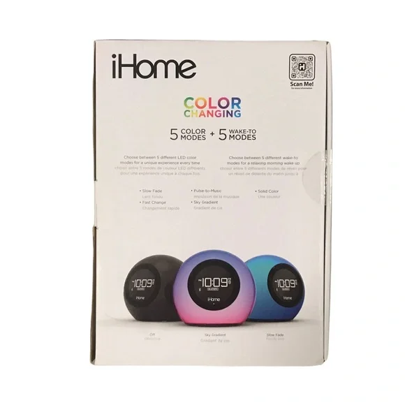 IHome Dual Alarm Color Changing Alarm Clock IBT29BC